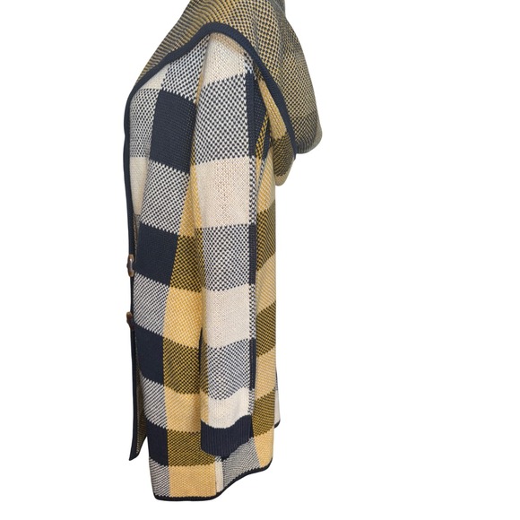 Cabi Sz S Hooded Cardigan Checked Longline Toggle Closure Knit‎ Sweater Women - Picture 5 of 12